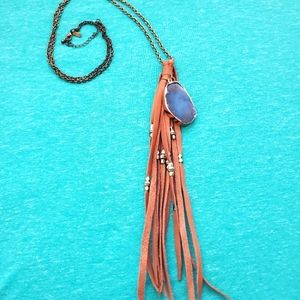 Leather & stone necklace